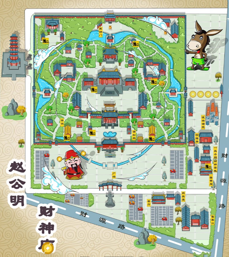 端州寺庙类手绘地图